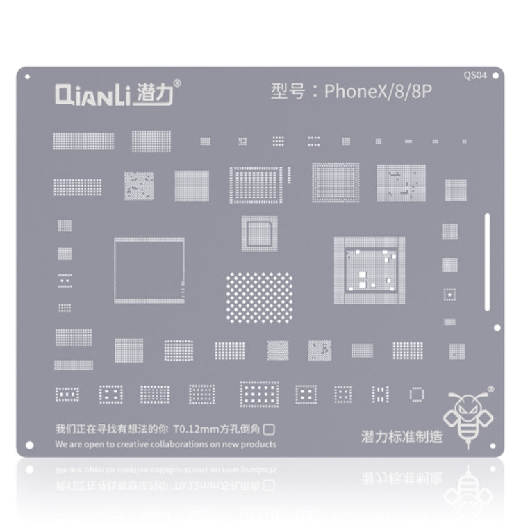 Qianli QS04 Bumblebee Stencil BGA Reballing Planting Tin Plate per iPhone X/8/8 Plus, For iPhone X/8/8 Plus Qianli QS04 Bumblebee Stencil BGA Reballing Planting Tin Plate per iPhone X/8/8 Plus, For iPhone X/8/8 Plus